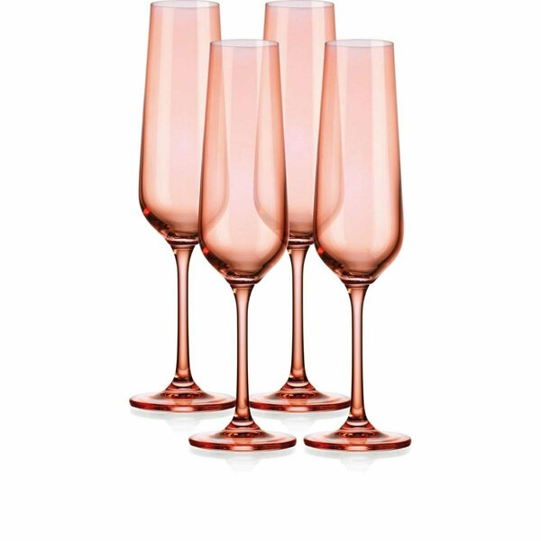 Homeroots Translucent Champagne Flutes, Blush - Set of 4 485152
